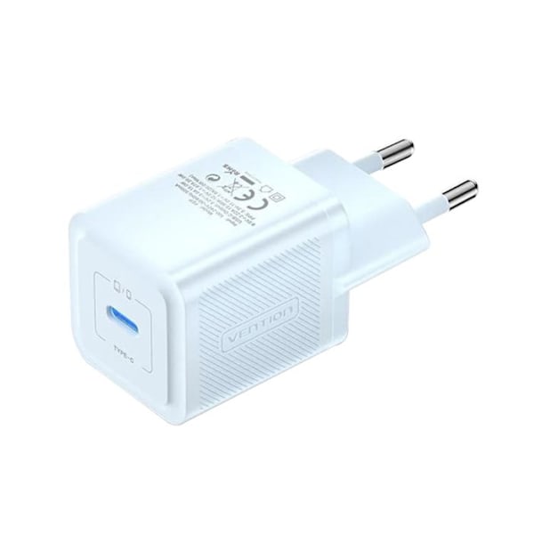 Koladapter för kol för EU-kontakt, GaN, 20W, Typ-C, Smart Charging - Vention (FEPL0-EU) - Blå