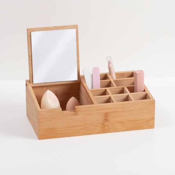 Spegelorganisatör 10 fack bambu beige