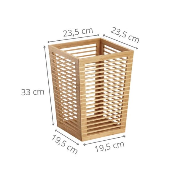 Papperskorg - VI STÄDAR UPP ALLT! - Bambu - Vit - 33 cm - 7,5 liter