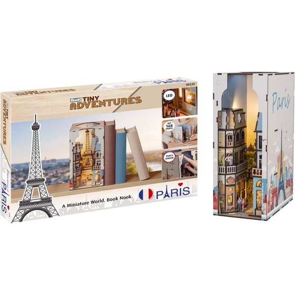 Bokhylla - DIY Kit för att bygga 3D-modell Bokstöd - REVELL - Tiny Adventures - Paris - LED