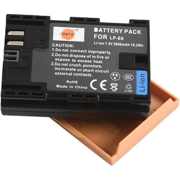 DSTE Batteri LP-E6 Ersättning Dubbel LCD Laddare för Canon