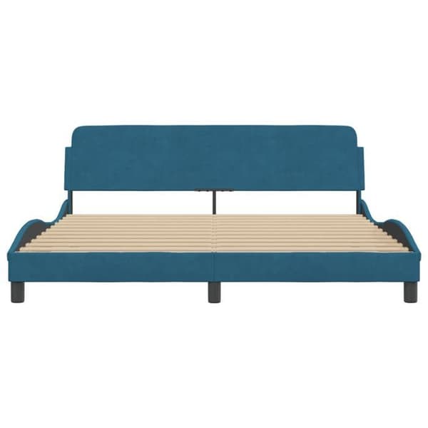 VidaXL Sängram med sänggavel Dover blå 180x200cm sammet 373236