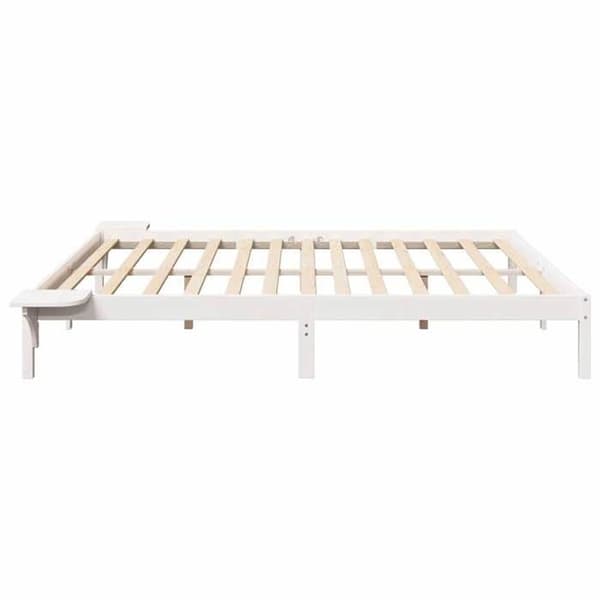 vidaXL Sängram Vit 200 x 200 cm Massivt trä 873176