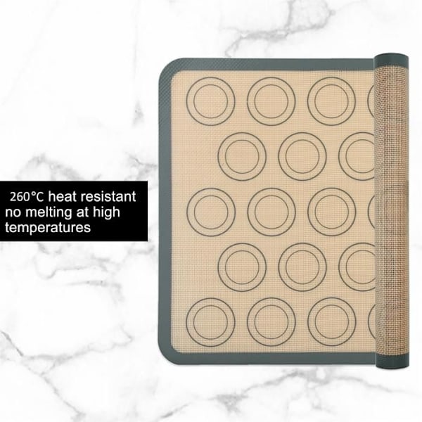 Intirilife 2x Återanvändbara Silikonbakplattor för Makron i Grå-Brun 42 x 29,5 cm - Bakredskap Grå
