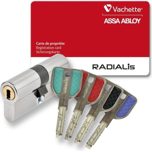 Vachette RADIALis urkopplingsbar låscylinder 42,5x42,5 mm för entrédörr, mycket hög säkerhet, 4 nycklar som inte går att kopiera