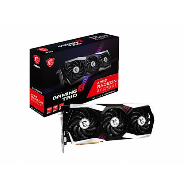 MSI GAMING X TRIO AMD Radeon RX 6750 XT OC Grafikkort 12GB GDDR6 PCI Express 4.0 ATX Svart,Silver - V399-003R Svart, Vit