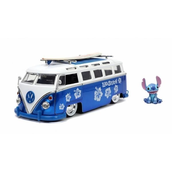 Monterade miniatyrer - Volkswagen T1 Stitch Van med figur 1/24 Jada