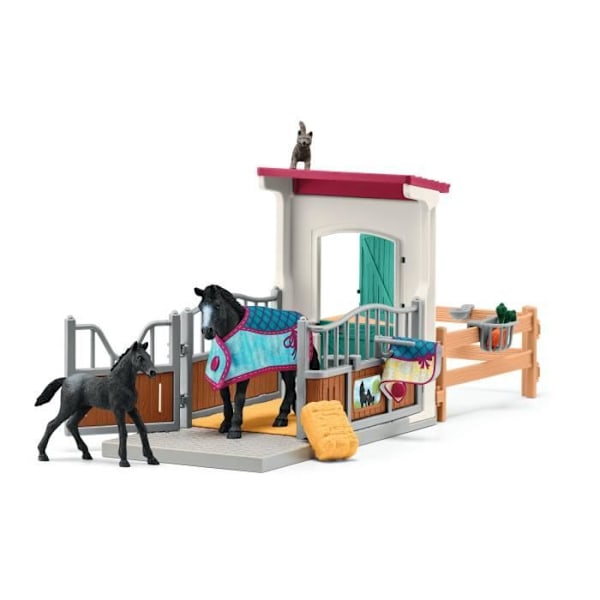 Box för häst med sto och föl, schleich box med 34 element ingår inklusive 2 schleich hästar, figurbox för Flerfärgad