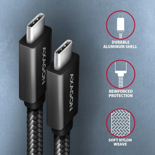 USB-C förlängningskabel - AXAGON - BUCM32-CM05AB - 20 Gbps - 240 W - Svart