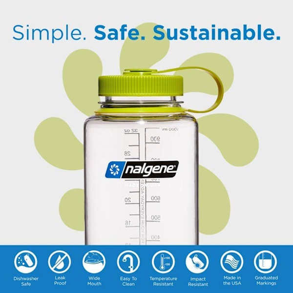 Gourde - bidon - flask med isolering Nalgene - 2020-3732 - Flaska med bred snubbe WM 1 L Transparent