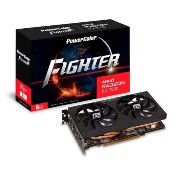 Grafikkort - POWERCOLOR - RADEON RX 7600 FIGHTER - 8 GB GDDR6 - AMD RDNA - Raytracing Svart