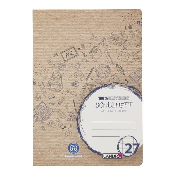Skolhäfte - 100050217 - A4 100% återvunnet - 16 blad (32 s.) - Linjerad dubbelmarginal