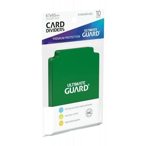 Intercalärer för kort - Ultimate Guard - 10 stycken - Grön - Styv polypropen - 69x94 mm Grön