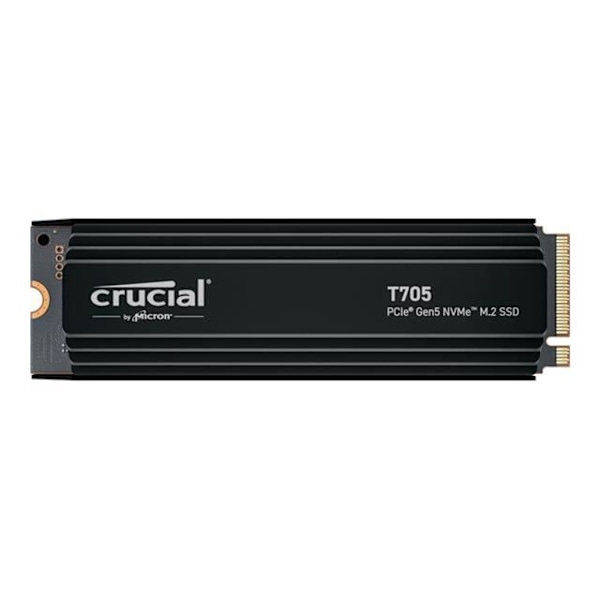 Intern spel-SSD med premium kylfläns - CRUCIAL - T705 SSD 2TB PCIe Gen5 NVMe M.2 (2024) - CT2000T705SSD5