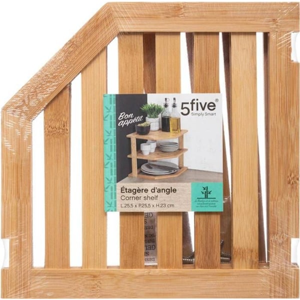 Hörnhylla - 5five - 2 nivåer - Bambu - Brun - Lätt att montera Beige