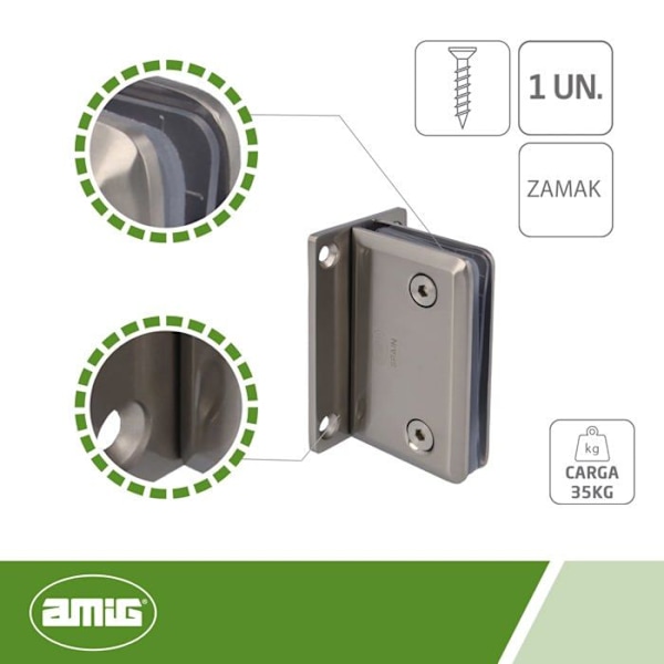 Fixerat duschstöd - Amig - 22624 - Zamak - Rostbeständig - Mått 88x54mm