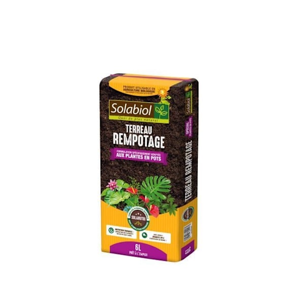SOLABIOL TEREMPO6 Krukjord | Användbar i ekologisk odling, 6L, 6L Ompottning