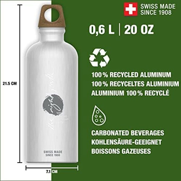 SIGG - Vattenflaska i aluminium - MyPlanet Traveller - CO2-neutral certifierad - Lämplig för läsk - Lättsäker och lätt - Utan Väg