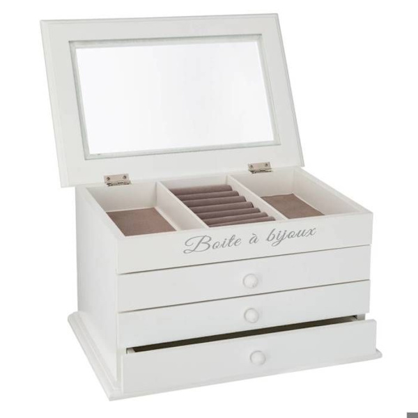 Smyckeslåda - Atmosphera - 3 lådor - MDF - 25x17 cm - Vit Vit
