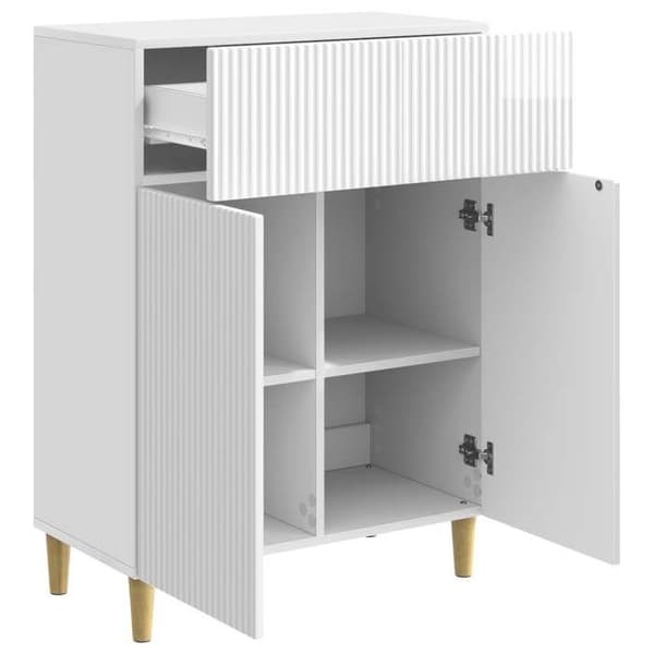 vidaXL Buffé Vit glänsande 66 x 34,5 x 90 cm Ingenjörsträ 894639