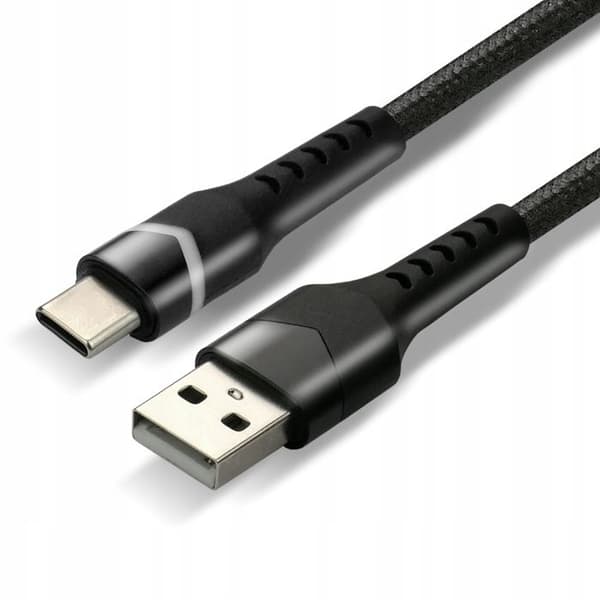 USB-kabel till USB-C everActive CBB-2CBR 2 m 3 A LED RGB svart