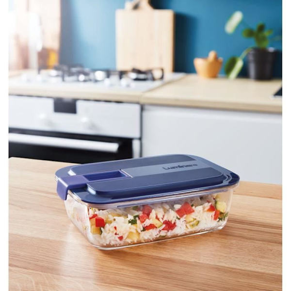 Blå rektangulär låda 122 cl - Easy Box - Luminarc klar och blå