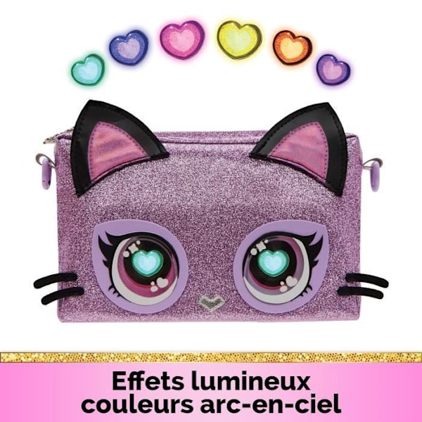 PURSE PETS - Kattungepåse - Rosa glitter - Ljusfunktion - Batterier medföljer glitterrosa