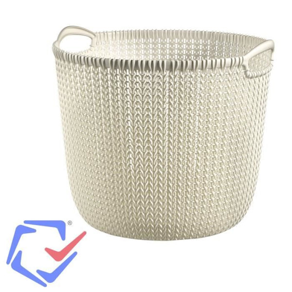 Rund korg Curver Knit L korg krämig tvättkorg grädde