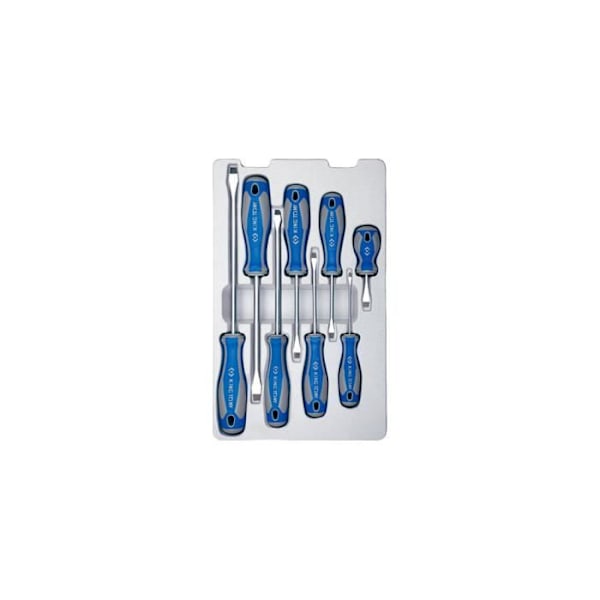 Set med 8 spårskruvmejslar - KING TONY - Skruvmejselset - 3x75 till 8x200 mm