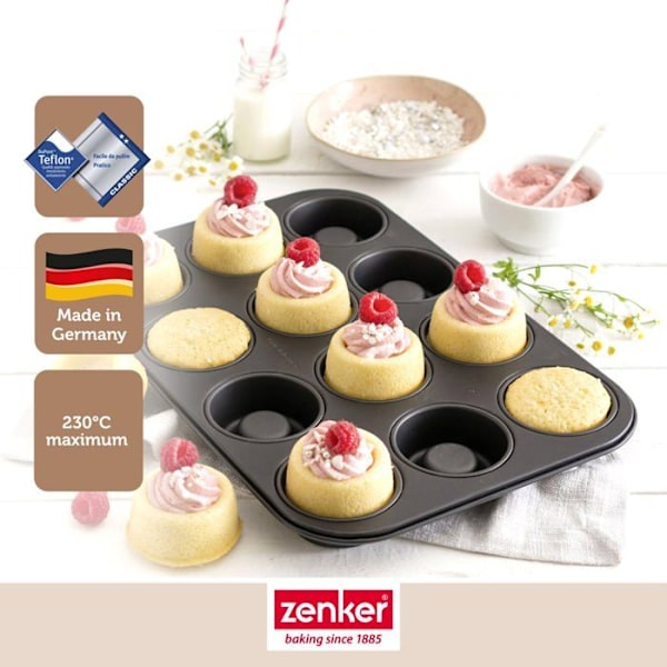 Savarinform - Zenker - 7423 - Rostfritt stål - Non-stick Teflon - 12 mini savariner Svart