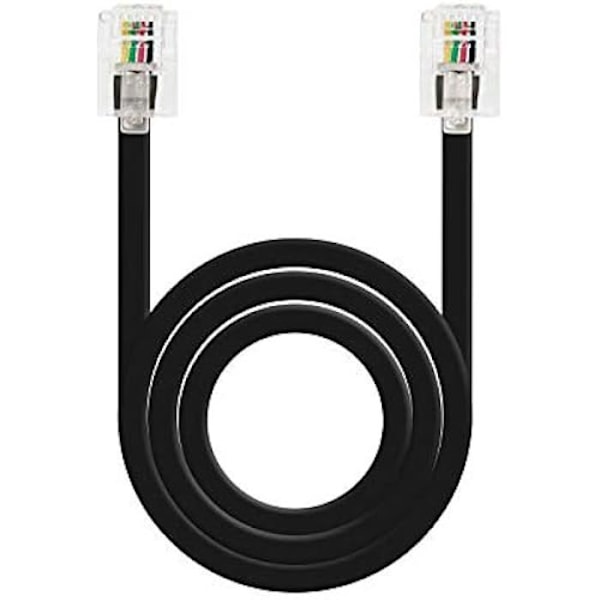 Telefonkabel RJ11 - NANO KABEL - 10.32.0102-BK-OEM - 6P4C - Hane-Hane - 2 meter svart - svart