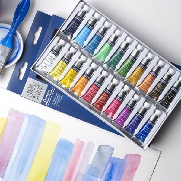 Akvarellfärg - Fin - Winsor och Newton - Cotman - 20 tuber - 5ml Titanvit, blek citron, processgul, 