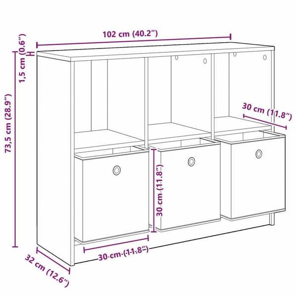 vidaXL Buffé med låda Vit 102 x 32 x 73,5 cm 8000516