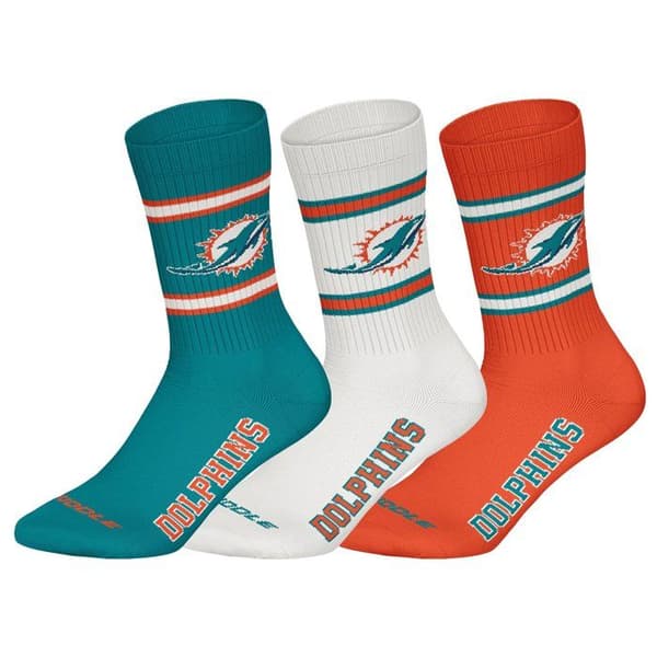 NFL Strumpor Mixade - ,Förpackning med 3,NFL 3Pack Crew Strumpor Miami Dolphins 43/46