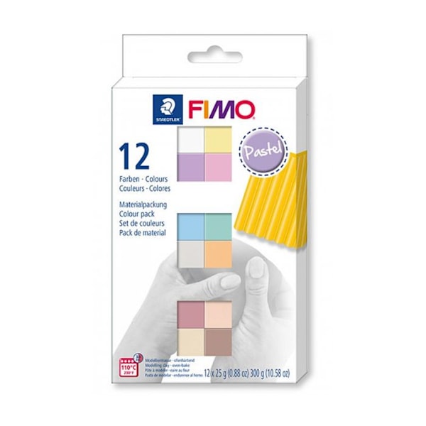 Pastelllera kit - FIMO - Set med 12 block att baka i ugnen - Mjuk och flexibel - Diverse färger Flerfärgad
