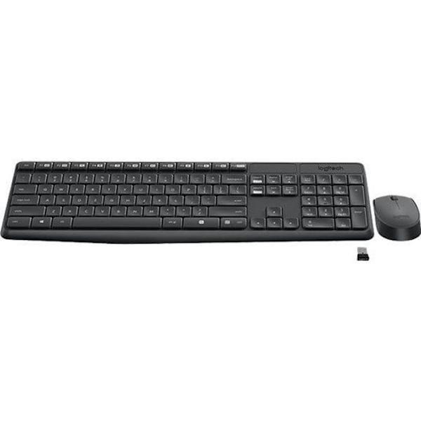 LOGITECH MK235 Tangentbord och mus - USB trådlös RF Optisk USB trådlös - RF - AA, AAA Grå