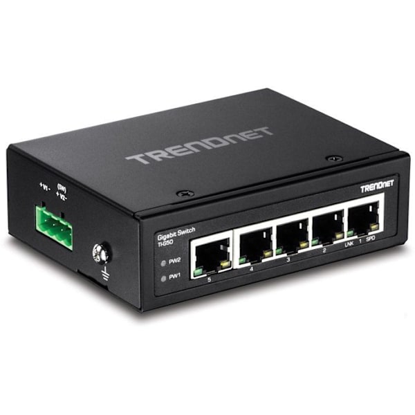 Ethernet-switch - TRENDNET - TI-G50 - 5 Gigabit-portar - Montering på rail - IP30