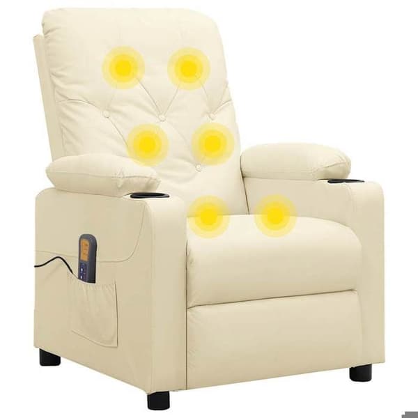 vidaXL Liggande massagestol Cream konstläder
