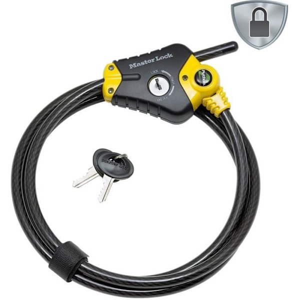 Stöldskydd - MASTER LOCK - Python 8433EURD - Justerbar längd från 30 cm till 1,8 m - Vridet stål - Svart