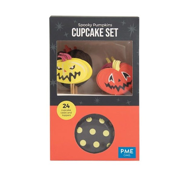 Fodral - Sme pappersform - CUT26 - Cupcake set - Spooky Halloween Pumpkins, Set om 24