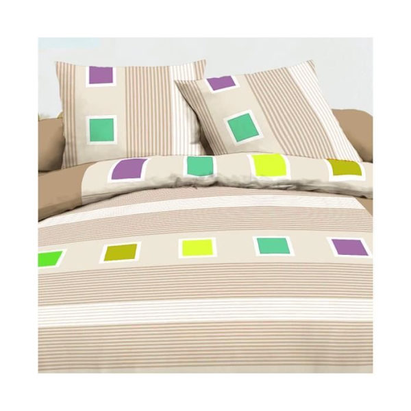 Påslakanset i bomull 240x260 cm Cuby Beige Flerfärgad