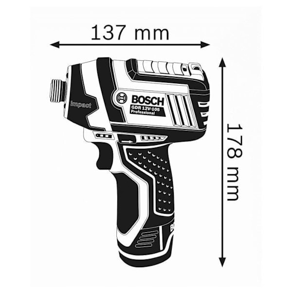 Bosch Professional GDR 12V-105 slagdrivare + 2 x 2,0Ah batterier + LBOXX 2600 rpm - 06019A6977 Blå