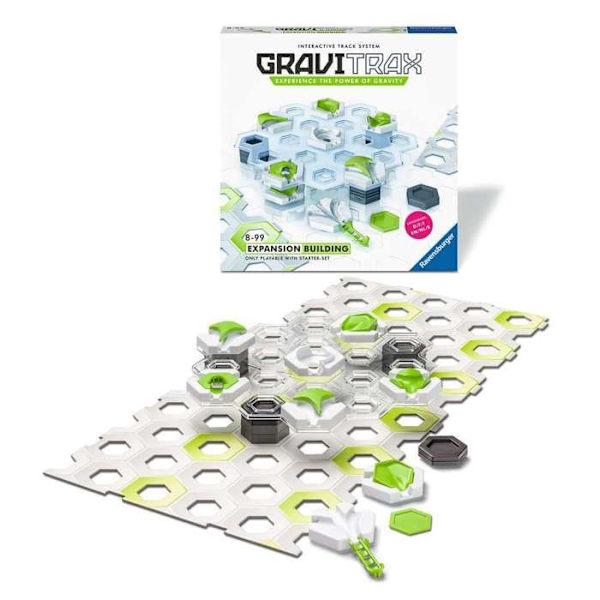 GraviTrax Construction expansionsset - STEM byggspel - Kreativ marmorkörning - Ravensburger 28 stycken - från 8 år gammal vitt och grått