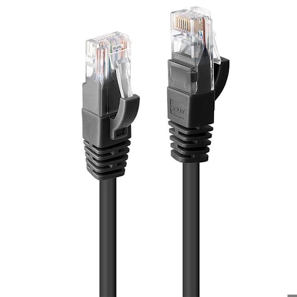 RJ-45 anslutningskabel - Lindy - 2 m - UTP - CAT 6 - Svart - Moldad utan krok