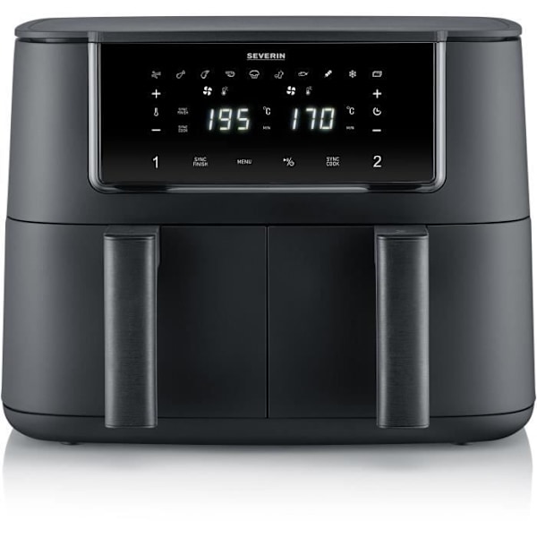 Luftfritös - SEVERIN - Airfryer FR2463 - Kapacitet 8 L - Dubbelkammare - 10 program - 2600 W Svart