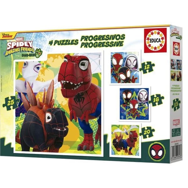 Pusselprogresser - EDUCA - Dino Spidey - 12+16+20+25 bitar
