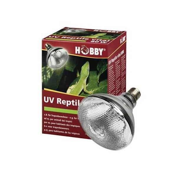 UV-lampa - Hobby - Reptil vital - 80 watt - 100 µW/cm² - Energibesparande vit svart