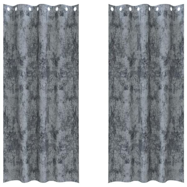 Sammet Gardiner 2 St med Silver Ögla 260x140 cm