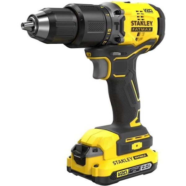 Borstlös slagborrskruvdragare 60 Nm - Litium 18V - 2 batterier 2Ah - STANLEY FATMAX V20 - SFMCD715D2K-QW Gul