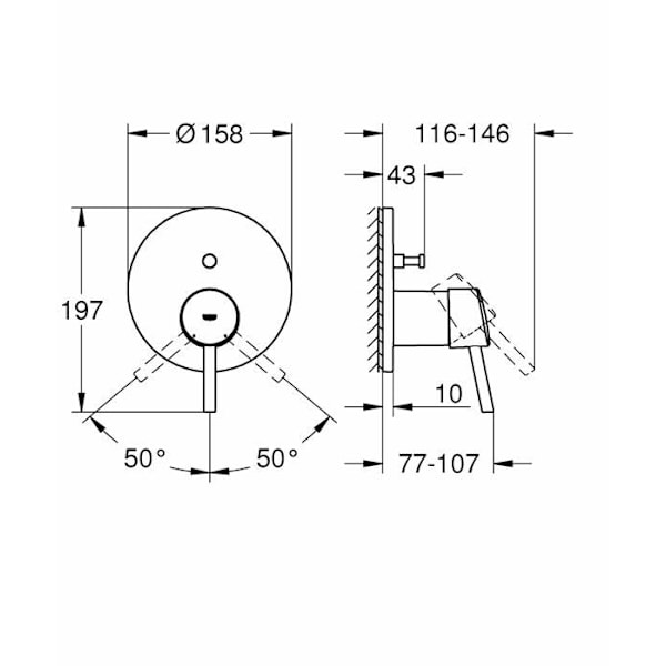 GROHE 24054001 Dold badblandare, krom